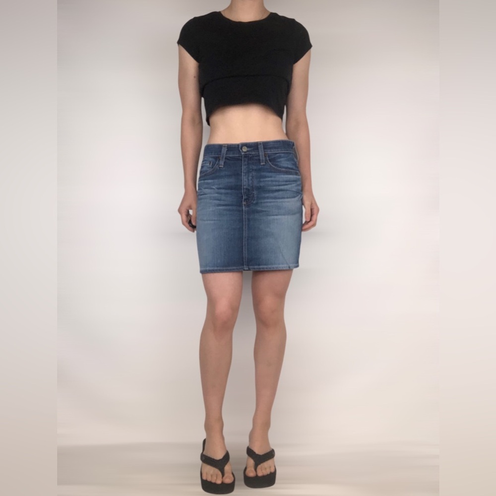 AG Adriano Goldschmied‎ The Vera Denim Mini Skirt Medium Wash Size 26